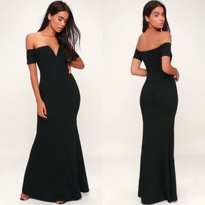 Lulus Elegant Black Off-Shoulder Dress